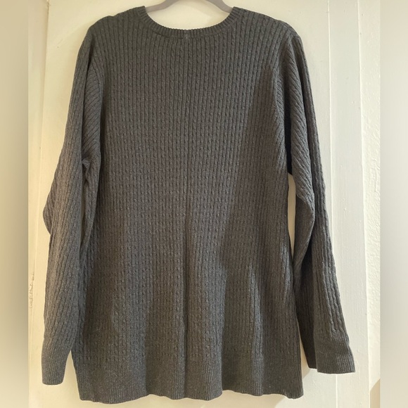 Classic 100% Cotton Cable Knit Dark Gray Woman’s Sweater Size 3XL - Picture 2 of 7